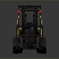 Yellow Forklift With Green Overhead Frame Black Forks And Driver Seat