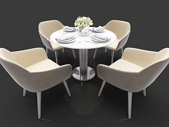 Modern multi-person dining table and chairs 3d model