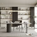 Modern Study Desk Bookcase Bookshelf Books 3d model