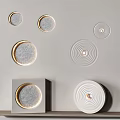 Modern Wall Lamps With Gold Frame And Circular Wavy Design In Neutral Tones