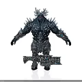 Fantasy Mythical Warrior With Crystal Spiked Armor Intricate Design Standing Pose