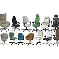 Various Modern Office Chairs With Different Colors And Ergonomic Designs 3d model