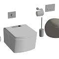 Modern Bathroom Toilet Design With White Gray Toilet Brush And Tissue Holder