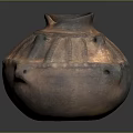 Rustic Handcrafted Ancient Brown Pottery Jar With Textured Surface And Decorative Protrusions
