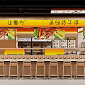 Vibrant Hotpot Restaurant Interior With Cartoon Decorations Order Counter And Dining Tables