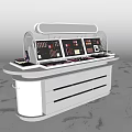 Modern Table and Chair Set Featuring Control Panels Knobs Buttons and Storage Drawers 3d model