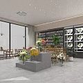 Fresh Blooms Flower Shop Interior With Wooden Crates Green Plants White Planters And Large Windows