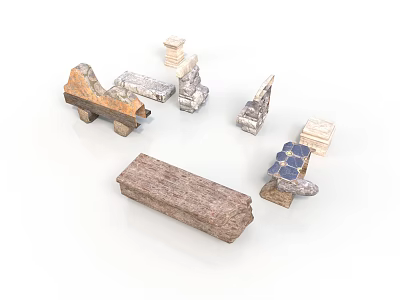 Collection Of Artistic Sculpture Carvings In Various Materials And Shapes 3d model