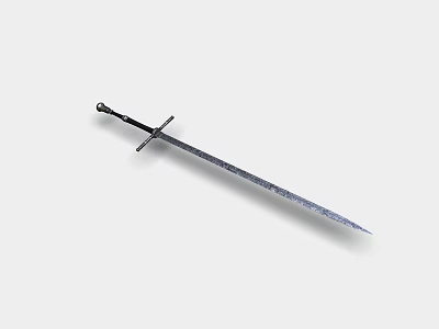 Medieval Forged Sword With Handmade Steel Blade Black Hilt And Crossguard Design 3d model