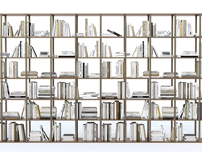 Spacious Multi layered Bookshelf Featuring Multiple Levels With Neatly Stacked Books 3d model