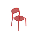 Red Plastic Dining Chairs with Simple Design Mesh Backrest and Round Seat 3d model
