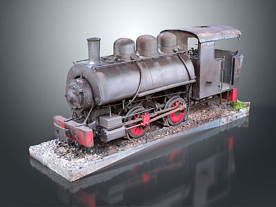 Industrial LOFT train vintage train steam train carriage locomotive head steam carriage 3d model