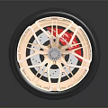 Modern Car Tire Featuring Golden Rim Red Brake Caliper And Stylish Tread Design