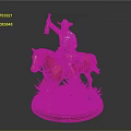 Cowboy Figurine on Horseback Holding Bottle Saddle With Wine Barrel And Green Plants