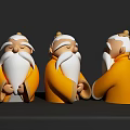 Decorative Ornament Set Of Three Figurines With Yellow Robes White Beards And Topknots