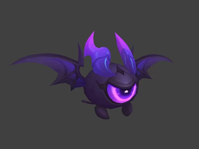 Cute Dark Purple Horned Winged Creature Character with Big Glowing Eye 3d model
