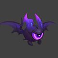 Cute Dark Purple Horned Winged Creature Character with Big Glowing Eye