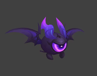 Cute Dark Purple Horned Winged Creature Character with Big Glowing Eye 3d model