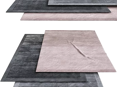 Soft Texture Square Rugs In Gray And Pink Stacked Design For Home Decor 3d model