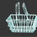 Household Essentials Metal Shopping Basket With Red Handles And Wireframe Design