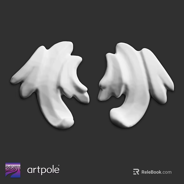 White Decorative Components With Curved Leaf Like Shapes And Smooth Finish 3d model 