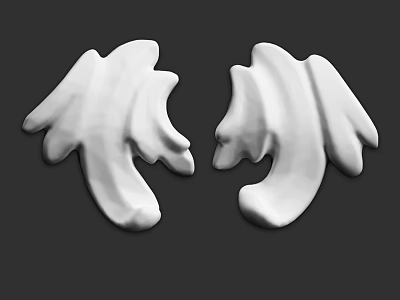 White Decorative Components With Curved Leaf Like Shapes And Smooth Finish 3d model
