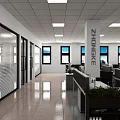 Modern Office Interior With Workstations Computers Ergonomic Chairs Windows And Ceiling Lights 3d model