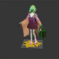 Game And Movie Character Young Girl In Traditional Outfit Holding Suitcase On Yellow Leaves