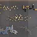 Stylish Gold Black And Blue Abstract Leaf Wall Decorations For Modern Interiors