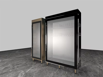 Modern Kitchen Appliances With Glass Door Black And Golden Display Cabinets 3d model
