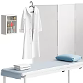 Medical Equipment Set for Clinic with Examination Table Privacy Screen Cart Stool and Lab Coat
