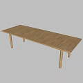 Light Colored Wooden Dining Table With Long Simple Design And Four Legs 3d model