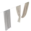 Elegant Curtains In Gray And Beige Soft Fabric With Pleated Design For Home Windows