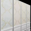 Elegant Classical Wall Panels With Golden Decorative Patterns And White Baseboard
