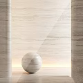 Elegant Interior With Wood Grain Wall Circular Samples Spherical Decor And Soft Lighting 3d model