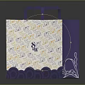 White Shopping Bag With Purple Handles Floral Pattern And Decorative Design For Daily Use
