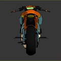 Vibrant Orange And Blue Sport Motorcycle With Glossy Body Blue Wheels And Black Seat