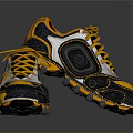 Yellow Black And White Football Boots With Studded Soles And Laces