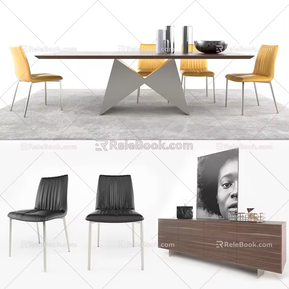 Dining table and chair combination 3d model