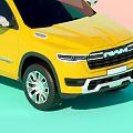 Yellow Modern Crew Cab Pickup Truck With Black Roof And Alloy Wheels