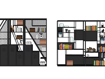 Modern Storage Shelving Units With Open Closed Compartments Books And Decor 3d model