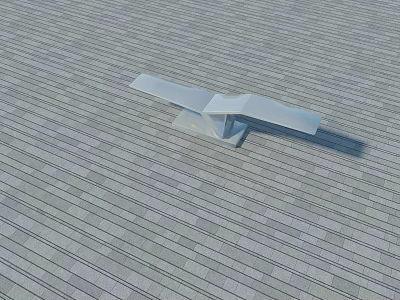 Modern Minimalist White Pergola with Flat Roof and Gray Striped Floor Tiles 3d model