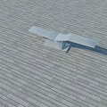Modern Minimalist White Pergola with Flat Roof and Gray Striped Floor Tiles