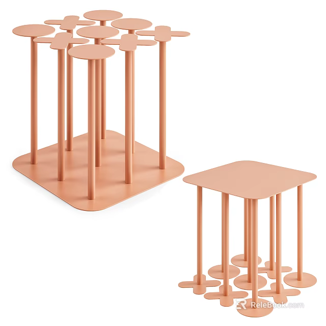 Modern Minimalist Copper Side Tables With Slim Legs And Square Top Design 3d model
