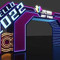 Colorful Neon Light Arch With HELLO 2022 Joy Time And Geometric Patterns 3d model
