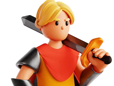 Modern Cartoon Knight Character Warrior Doll 3d model