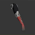 User With Biological Limb Using Modern Black Red Mechanical Prosthetic Structure 3d model