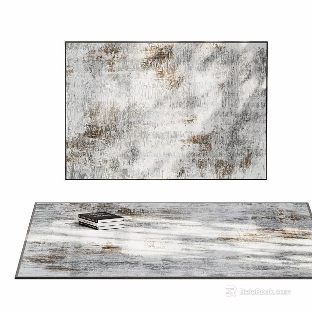 Square Carpet With Gray Brown Textured Pattern For Modern Home Living Room 3d model 