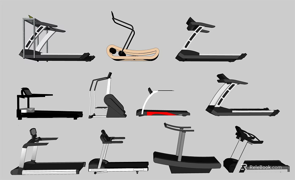 Multiple Modern Treadmill Designs with Sleek Features for Home Gym Sports Equipment 3d model 