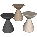 Modern Minimalist Side Tables With Conical Bases And Round Tops In Black Beige White
